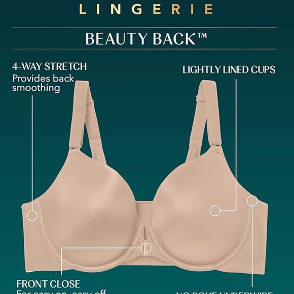 36 DD Vanity Fair  Full Figure Front Closure Bra, Back Smoothing Pink Style76384 - Picture 4 of 9